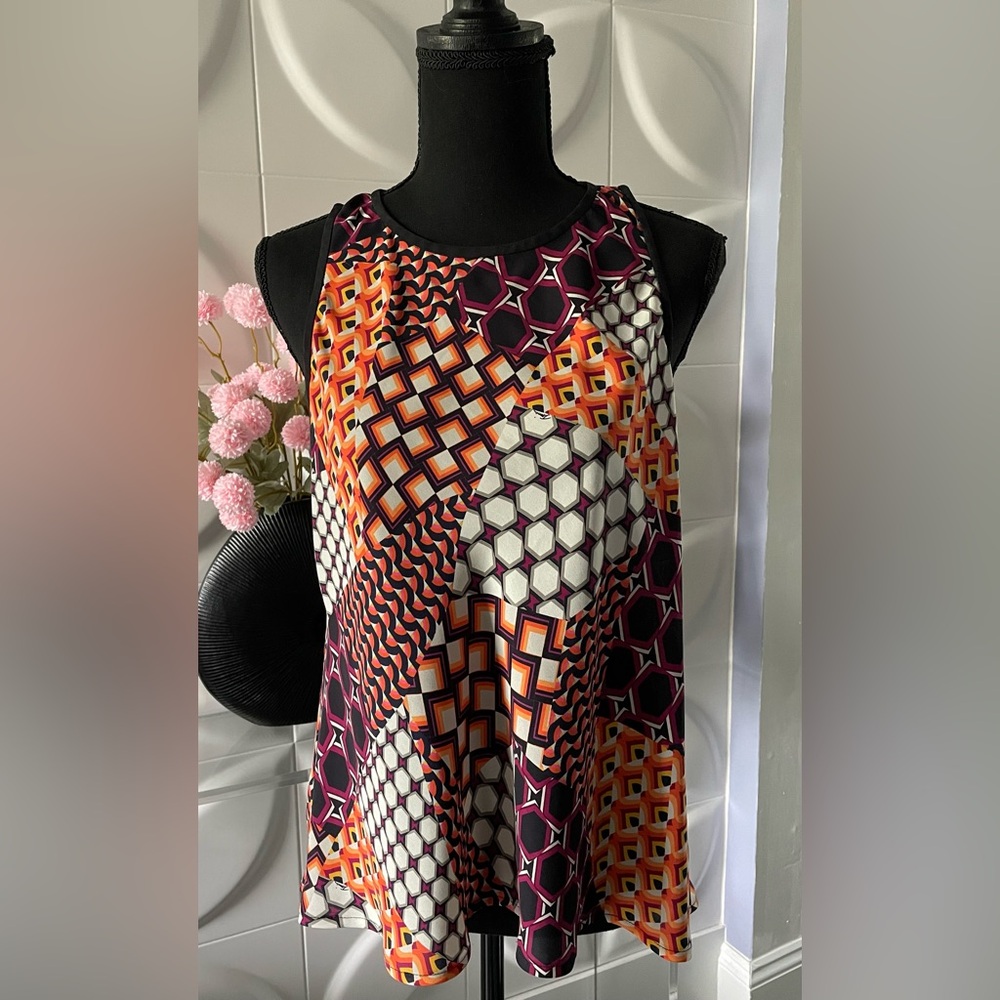 Trina Turk Women's Abstract Mid Century Modern Style Tank Top Size Medium